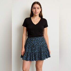 Vintage L.L. Bean Floral Y2k Retro Teired Mini Skirt Corduroy 12 Hippie Outdoor